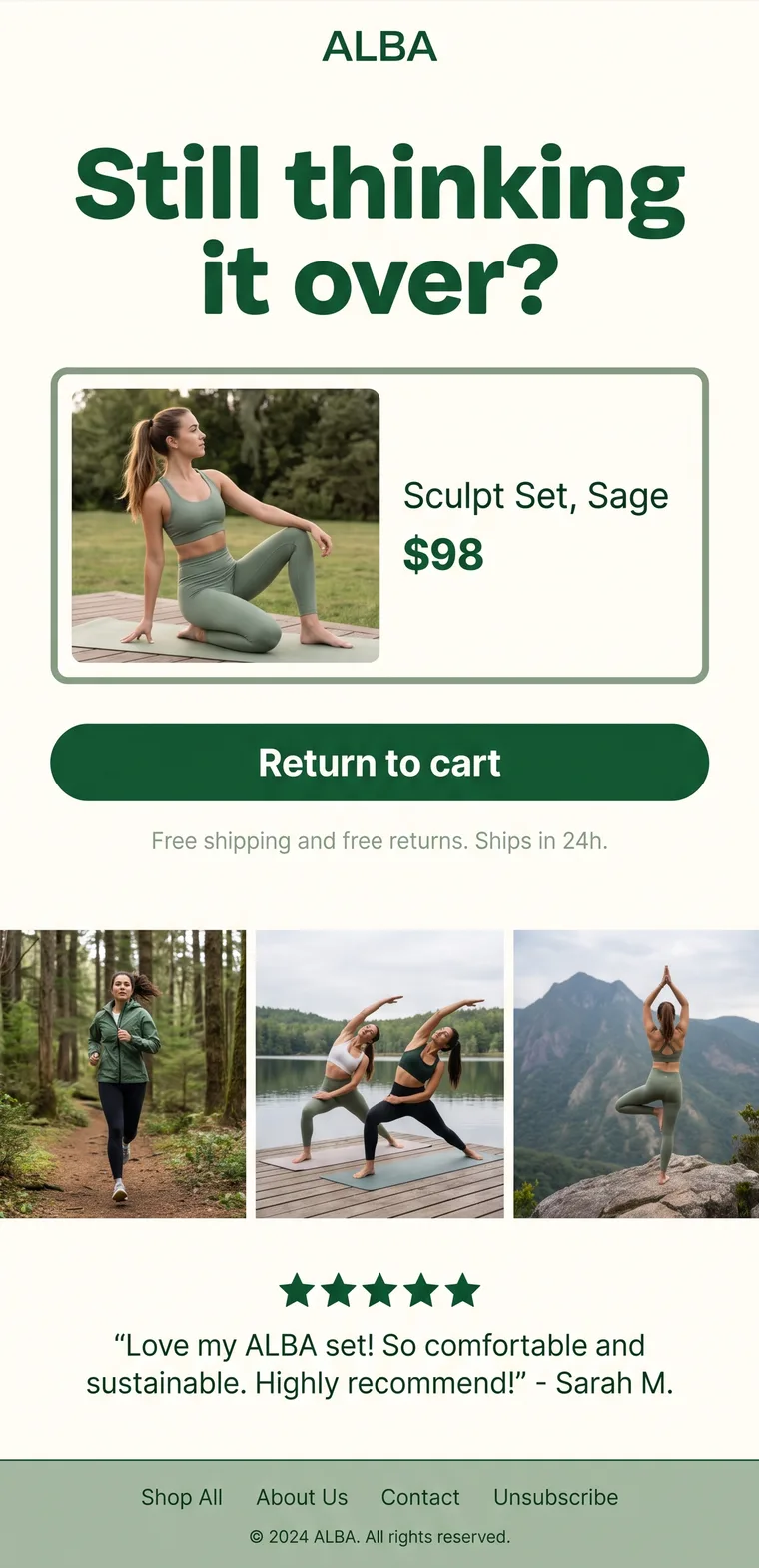 ALBA Abandoned cart email